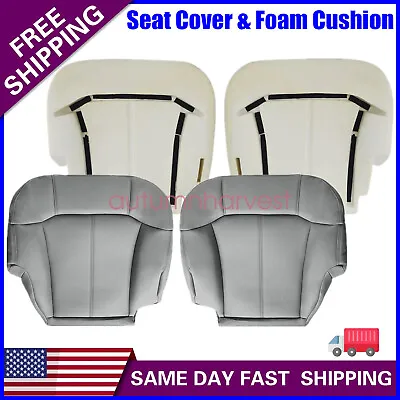 Driver & Passenger Bottom Seat Cover Gray & Foam For 2000 2001 2002 Chevy Tahoe • $110.29