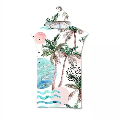 Hooded Poncho Towel Beach Swim Changing Robe Palm Abstract Flower Hare Deer Gift • £15.59