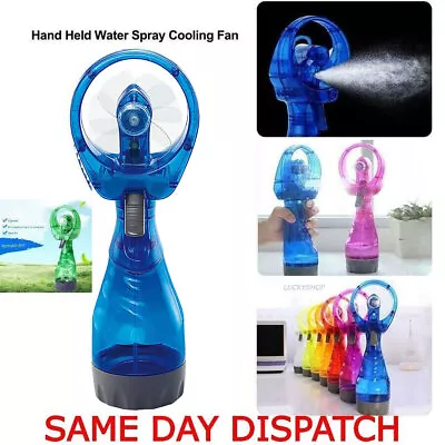 Portable Water Spray Fan Battery Power Hand Held Spray Fan Air Cooling Spray • £6.55