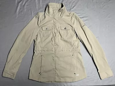 Prana Tan Full Zip Button Jacket Nylon Pockets Size Medium Woodford Reserve • $13.99