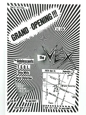 $14.95 • Buy Tsol Grand Opening Of The Legendary La Punk Club The Vex Vintage Concert Poster