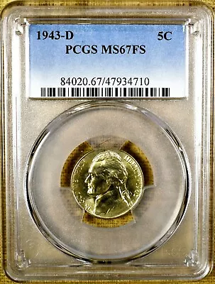 1943-D PCGS MS67 FS Jefferson Nickel • $159