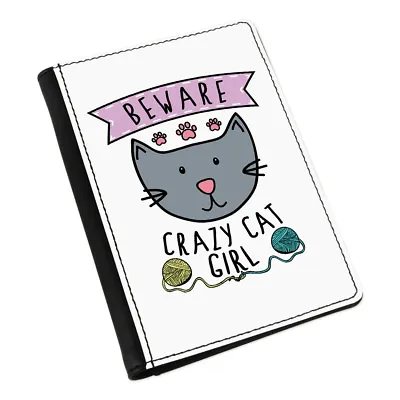 £16.50 • Buy Beware Crazy Cat Girl Passport Holder Cover Case - Funny Kitten Animal Pet
