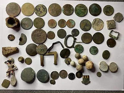 Metal Detecting Finds Job Lot Including Silver. Buckles And Coins • $2.51