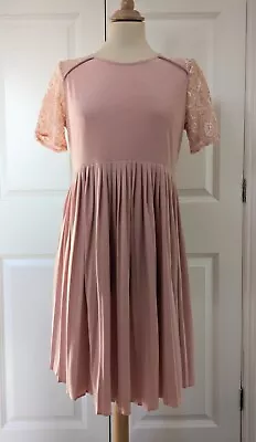 Asos Pale Pink Lace Trim Jersey Maternity Dress Size 10 Excellent Condition • £6.99