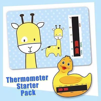 Baby Duck Bath & Blue Giraffe Nursery Room Thermometer Starter Pack • £2.92