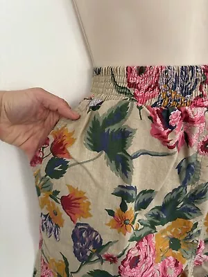 Vintage 80s Womens Floral Hawaiian High Rise Waisted Sz Large Shorts Mom Boho • $7.20