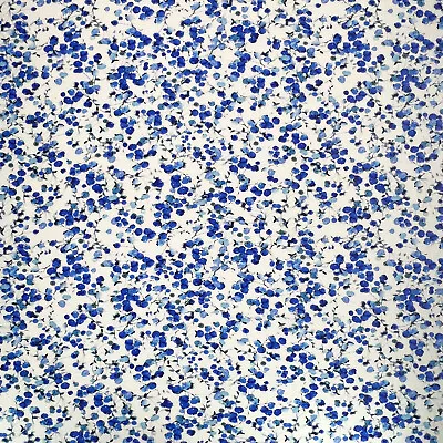 Dressmaking Fabric Blue Ditsy Berry Leaf Floral Linen Viscose Fabric Material • £6.99