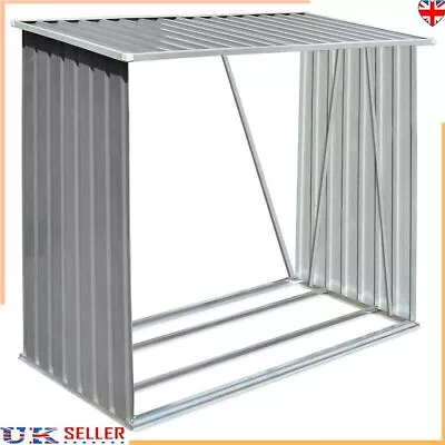 Garden Log Storage Store Shed Galvanised Steel Firewood Storage Pent Roof Shed • £143.39