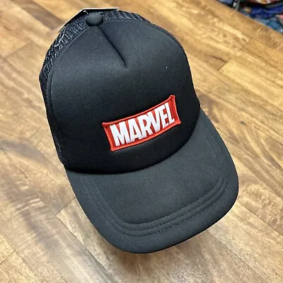 Marvel Comics Black Red Logo Mesh Trucker Hat Adjustable Brand New • $13.96