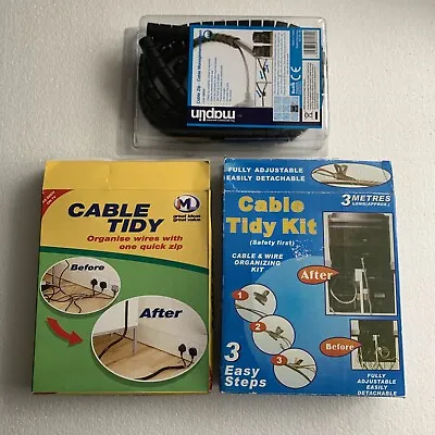 3x Boxed Spiral Wrap Flexible Cable Tidy Tube Trunking Wire Loom Management Lot • £9.99