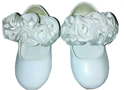 Girls Ivory Ballet Shoes Flower Strap By Couche Tot Christening Wedding Party • £14.39