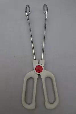 Vintage Kitchen Tongs Red Dot Handle Stainless Steel Metal Scissor Grippers • $14.89