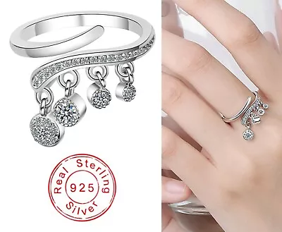 Fashionable Resizable Zircon Pendant Ring In 925 Sterling Silver For Women • $24.49