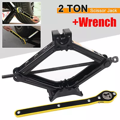 2 Ton Scissor Jack Car SUV Garage Tire Wheel Lug Wrench Tool Kit • $17.29