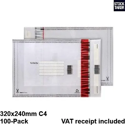 100 Security Tamper Evident Clear Peel Seal Polythene Pocket Bag Mailer Numbered • £19.95