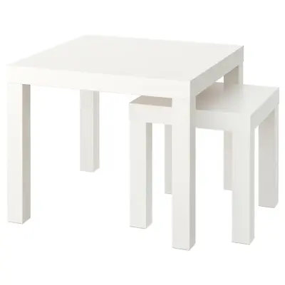 LACK Set Of 2 Side Table Square Bedroom Drink Tea Coffee Home Office Uses White • £32.30