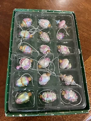 18pc Dillard's Trimmings Pearl Painted Miniature Christmas Tree Ornaments Vntg • $19