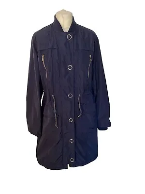 Marks & Spencer Size 14 Navy Waterproof Jacket Coat Midi Adjustable Waist  • £21.99