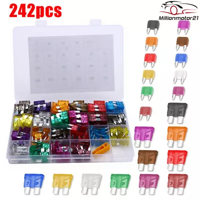 $12.59 • Buy 242Pcs Auto Car SUV Blade Fuses Assortment Kit 2A-40A Mixed For Car Boat Truck