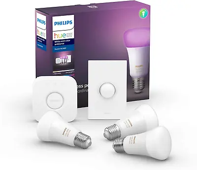 $328.95 • Buy Philips Hue White And Color LED Smart Button Starter Kit E27, 3 A60 Smart Bulbs,