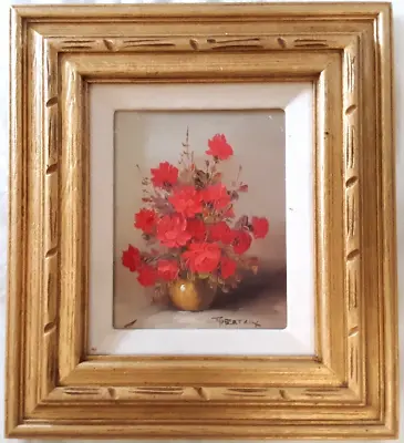 ROBERT COX (1934-2001) Red Rose Still Life Original Oil 8  By 10  • $65