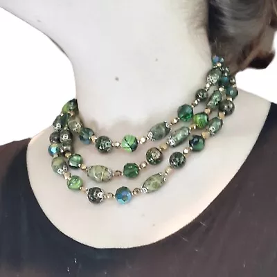 Vtg Vendome 60's 3 Strand Collar AB Crystal Rhinestone Decorative Bead Necklace  • $169.99