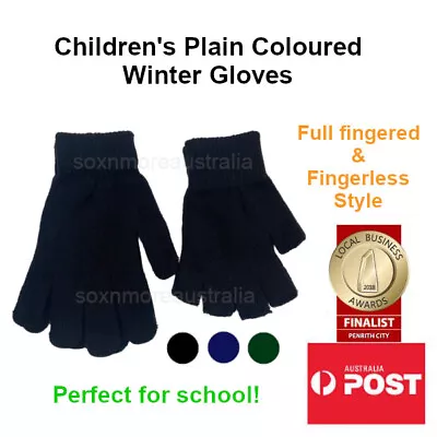 Children's Plain Coloured Winter School Gloves Knitted Kids Gloves 2 SIZES • $5.99