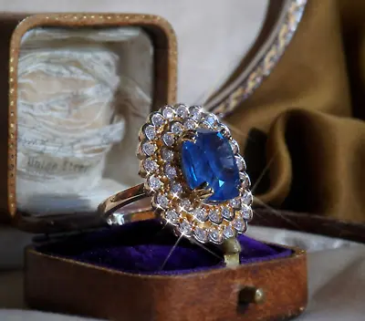 $23500 • Buy Gia 21k Blue Sapphire No Heat Ceylon Diamond Ring 18k Vintage Vs Fine 12.75 Cts!