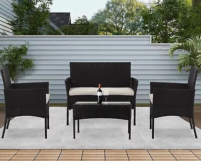 4-Piece Patio Furniture Set Wicker Patio Conversation Furniture • $166.99