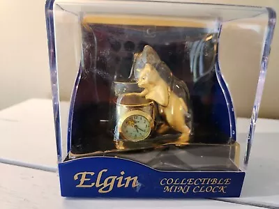 Elgin Collectible Mini Clock Cat W/ Fishbowl In Box • $14