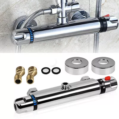 Thermostatic Exposed Bar Shower Mixer Valve Tap Chrome Top 1/2  Outlet Modern • £24.99