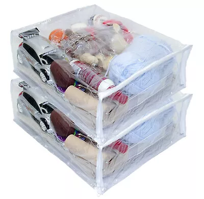 2-Pack Heavy Duty Vinyl Zippered Closet Square Storage Bags Clear 12  X 15  X 5  • $9.99