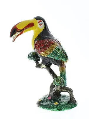 Jeweled Extinct Toucan Colorful  Bird Ciel Collectible Hinged Trinket Box • $54.95