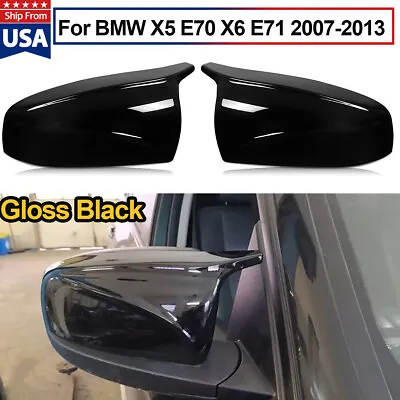 2X Glossy Black M Style Side Mirror Cover Cap For 2007-2013 BMW X5 E70 / X6 E71 • $33.15