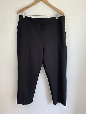 £0.99 • Buy M&S Collection Black Straight Leg Stretch Trousers Size UK 16R Pockets Cropped