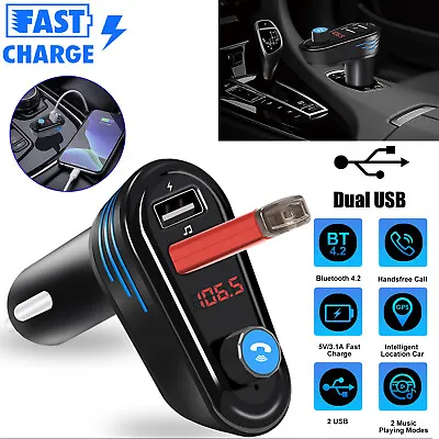 Car Wireless FM Bluetooth Transmitter Adapter Radio MP3 2 USB Charger Handsfree • $13.98