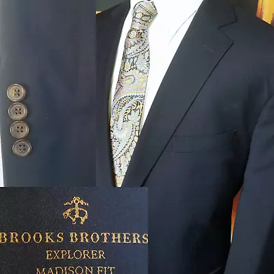 Brooks Brothers Explorer Blazer Mens 48R Dark Blue Madison Fit Wool Blend Uncut • $69.50