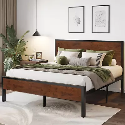 Queen Bed Frame With Headboard Under-Bed Storage Solid Metal Construction No • $232.84