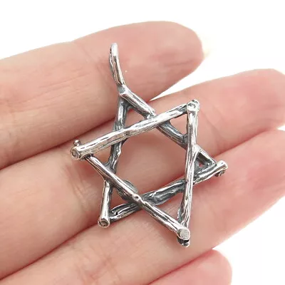 925 Sterling Silver Vintage Star Of David Branch Oxidized Pendant • $39.95