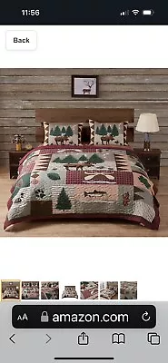 Moose Lodge Cabin King Quilt Set • $40