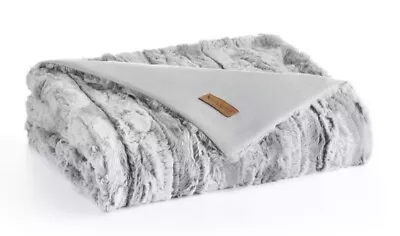 Koolaburra Ugg Faux Rabbit Fur Mink Throw Blanket 50” X 70” Mineral Gray - New • $49.95