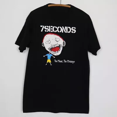Vintage 7 Seconds The Music The Message Black T-shirt F644011 • $18.99