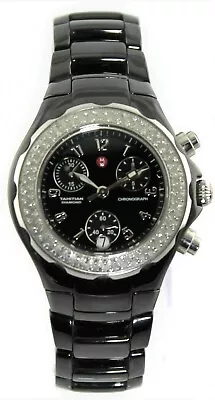 Michele Tahitian Mww12a000005 Black Chronograph Diamond Ceramic Ladies Watch • $815.90