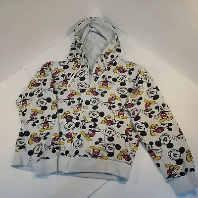 Disney Women's Junior Mickey Mouse All-Over Print Zip Hoodie Size L (11-13) • $14.99