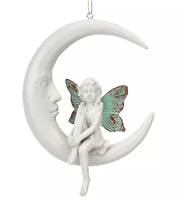 Secret Fairy On The Moon Hanging Statue 21cm Outdoor Garden Ornament Decoration • £7.99