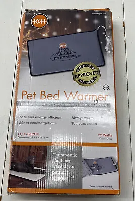 K&H PET PRODUCTS Pet Bed Warmer Gray X-Large 25.5”X15.75” 22 Watts New • $35