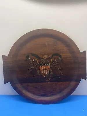 Vintage Overton Benwood Tray  Round With Eagle Paint Plywood Michigan • $33