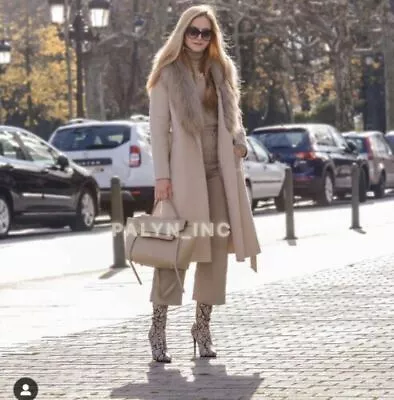 $103.20 • Buy Zara Wool Sand Coat With Faux Fur Collar Rare Sold Out 7522/262 Small S