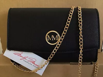 Marilyn Monroe Black Crossbody Purse/Clutch/Wallet Detachable Gold Chain 8x2x6 • $42.73